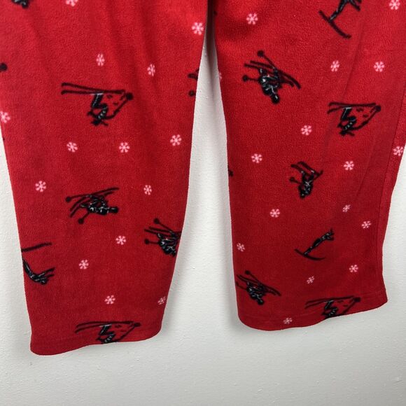 Tommy Hilfiger Fleece Pajamas Men Medium Red Ski Snowflake Print Pull On Sleep - Picture 9 of 10